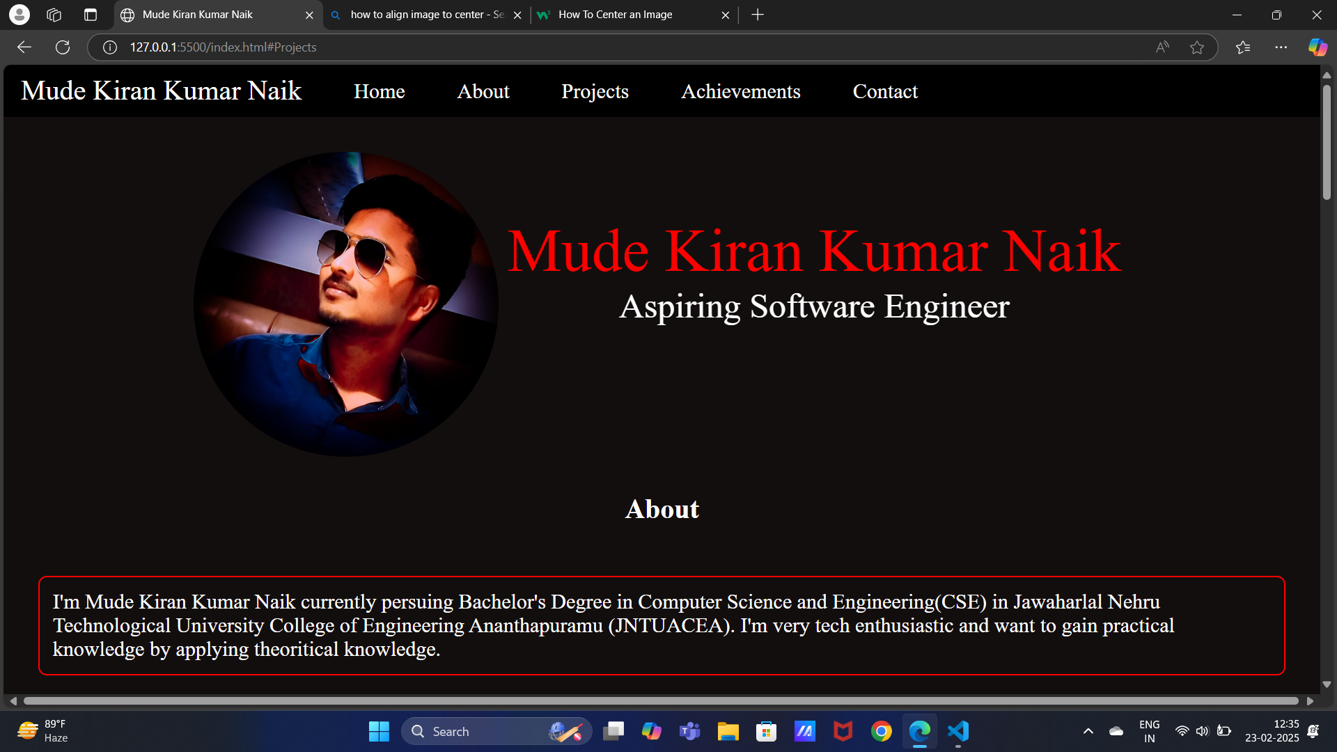 Mude Kiran Kumar Naik | Portfolio